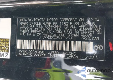 2005 Toyota Mr2 Spyder from USA, damaged, VIN JTDFR320050072581